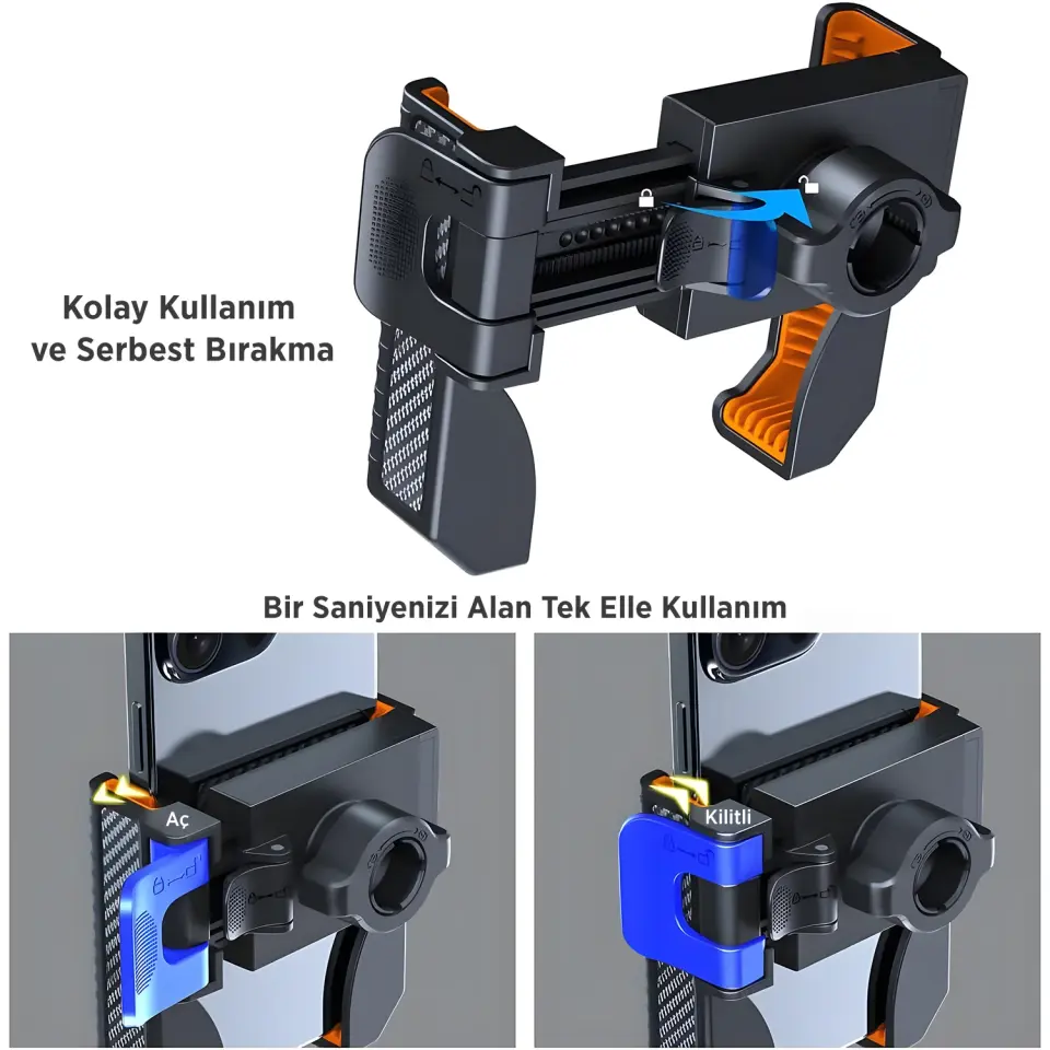 Bix BPH01 Gidon Bağlantılı Bisiklet Motosiklet Için Esnek Abs 4-7.8'' Inç Telefon Tutucu 360° Dönebilir