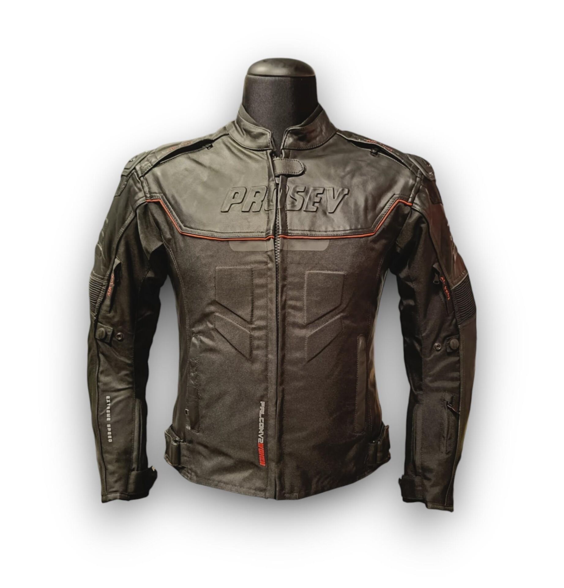 Prosev Falcon Kadın 4 Mevsim Siyah Deri Motosiklet Mont