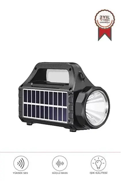 KTS2031 Outdoor Bluetooth Hoparlör Güneş Enerjili Solar Şarjlı El Fenerli LED Işıklı Usb/tf Kart Gir
