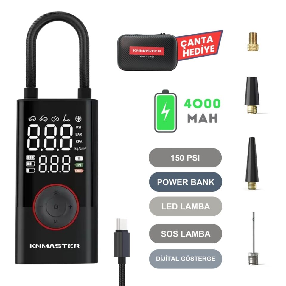 DİJİTAL ŞARJLI HAVA POMPASI KN MASTER