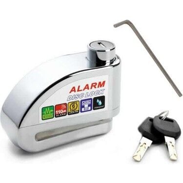 Düz Anahtarlı Motosiklet Disk Kilidi Krom 110 Db Alarm