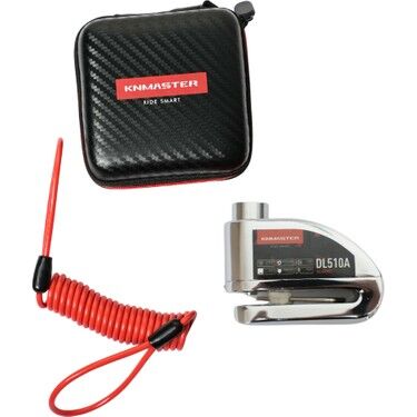 KNMASTER DL510A 10 mm Alarmlı Disk Kilidi | Hatırlatma Kablosu ve Taşıma Çantası Hediye | Silver