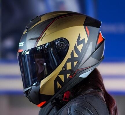 AXXIS Siyah - Gold Motosiklet Kaskı ( Vizör Hediyeli )