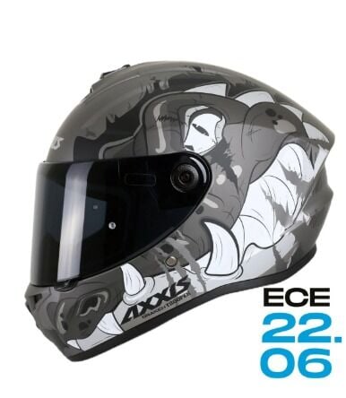 AXXIS Siyah - Gri Grafitili Motosiklet Kaskı ( Vizör Hediyeli )