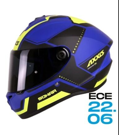AXXIS Siyah - Sarı - Mavi Motosiklet Kaskı ( Vizör Hediyeli )