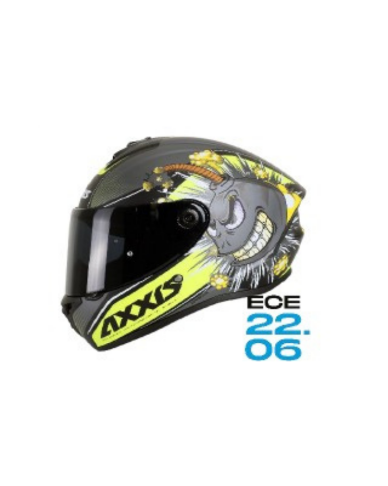 AXXIS Siyah - Turuncu - Mavi Grafikli Bomba Motosiklet Kaskı ( Vizör Hediyeli )