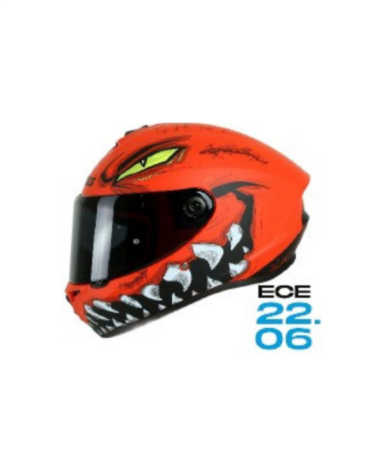 AXXIS Turuncu - Gri Grafikli Motosiklet Kaskı ( Vizör Hediyeli )