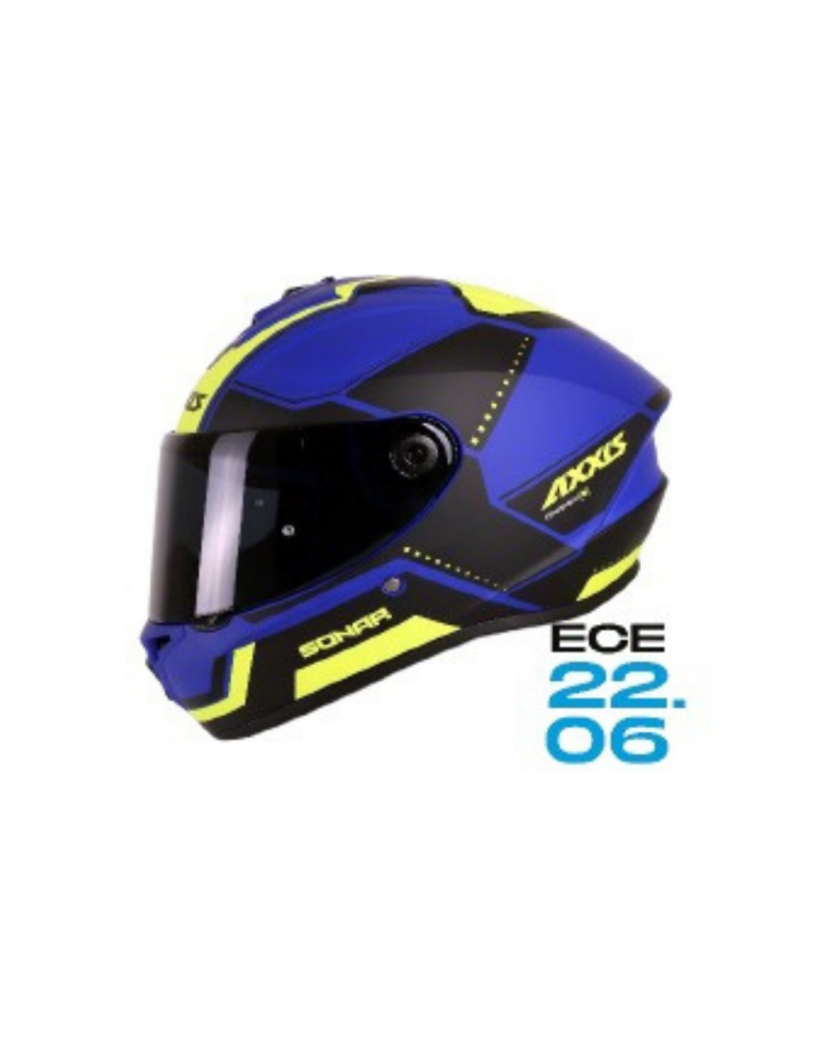 AXXIS Mavi Sarı - Gri Sarı Motosiklet Kaskı ( Vizör Hediyeli )