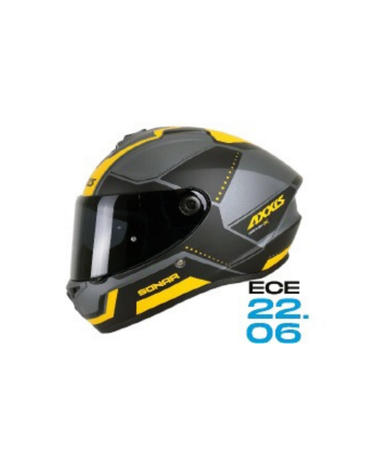 AXXIS Mavi Sarı - Gri Sarı Motosiklet Kaskı ( Vizör Hediyeli )